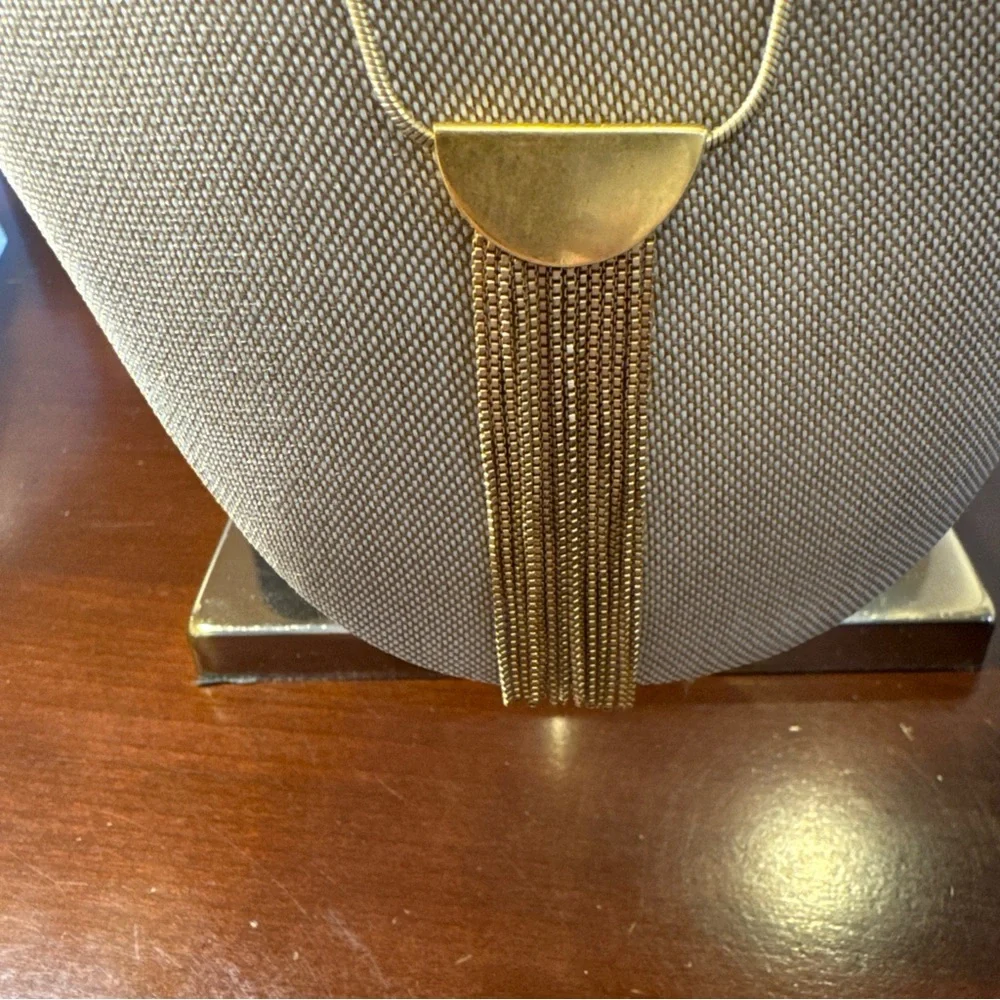 Madewell Necklace Gold Tone Half Circle Fringe Snake Chain Adjustable 20" - Picture 3 of 8